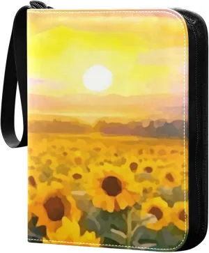 Kigai Sunflowers Painting Card Binder - 400 Pockets Card Holder with 50 Sleeves, Trading Card Album Folder for Boys Girls