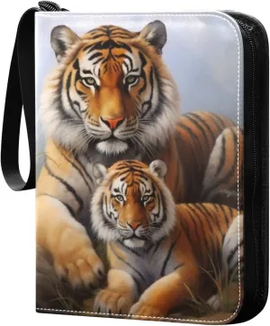 Kigai Tiger Painting Card Binder - 400 Pockets Card Holder with 50 Sleeves, Trading Card Album Folder for Boys Girls
