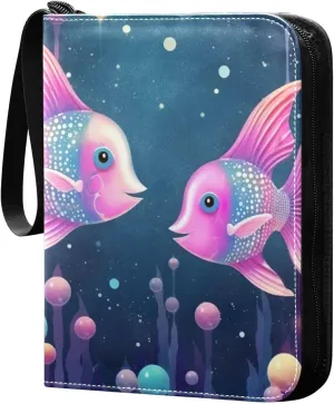 Kigai Two Colorful Fish Card Binder - 400 Pockets Card Holder with 50 Sleeves, Trading Card Album Folder for Boys Girls