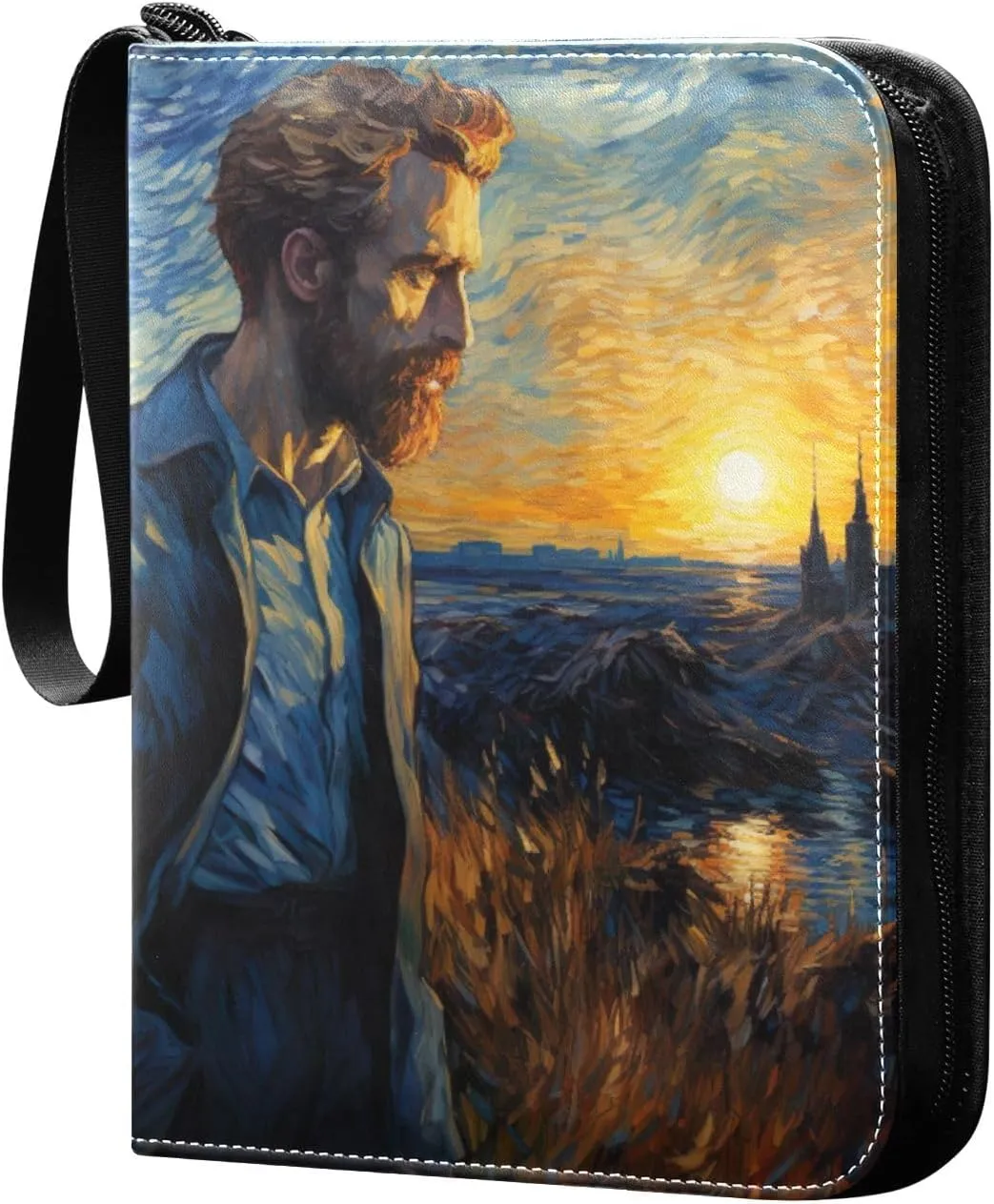 Kigai Van Gogh Painting Card Binder - 400 Pockets Card Holder with 50 Sleeves, Trading Card Album Folder for Boys Girls