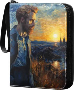 Kigai Van Gogh Painting Card Binder - 400 Pockets Card Holder with 50 Sleeves, Trading Card Album Folder for Boys Girls