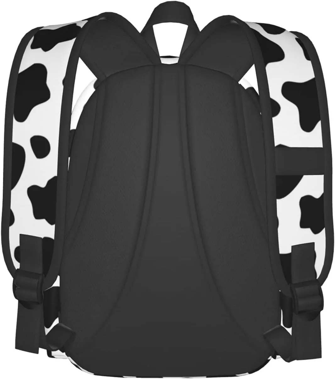 KiuLoam 17 Inch Backpack Black And White Cow Print Laptop Backpack Shoulder Bag School Bookbag Casual Daypack