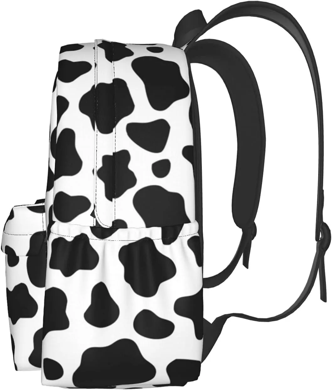 KiuLoam 17 Inch Backpack Black And White Cow Print Laptop Backpack Shoulder Bag School Bookbag Casual Daypack