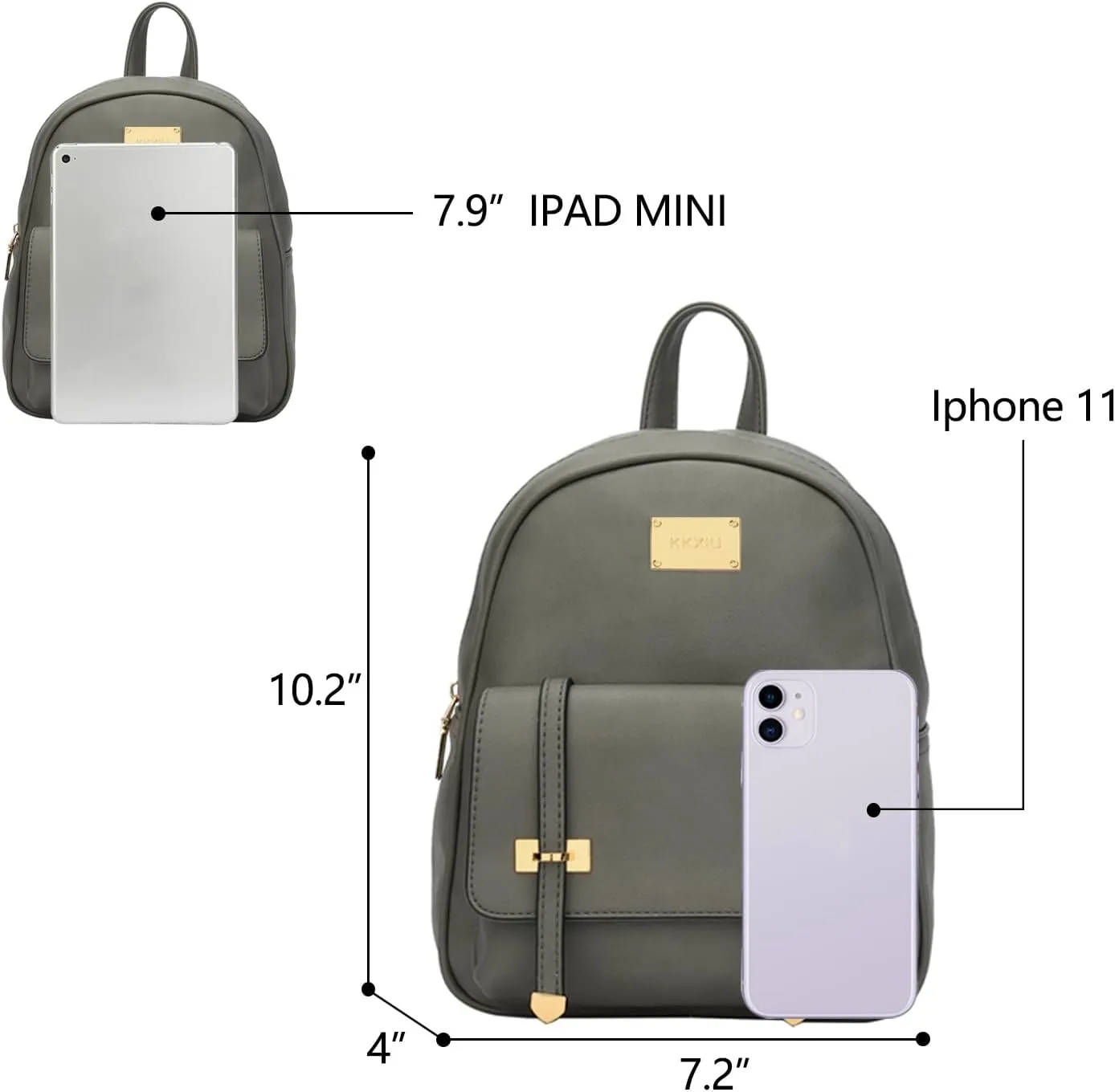KKXIU Girls Small Backpack Purse Vegan Leather Mini Bookbag for Women Cute Teen Pompom Daypack