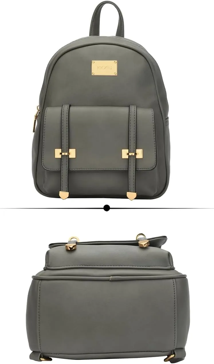 KKXIU Girls Small Backpack Purse Vegan Leather Mini Bookbag for Women Cute Teen Pompom Daypack