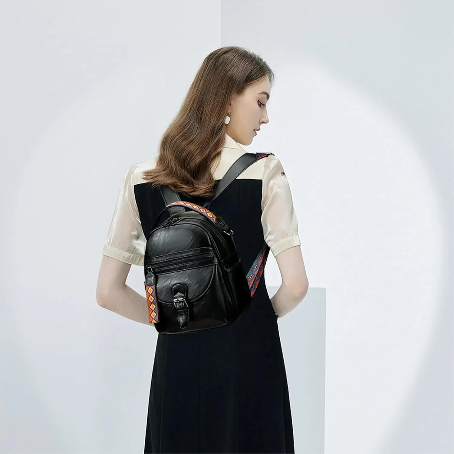 KL928 Small Daypack Backpack Purse for Women Fashion Shoulder Backpack Handbags ladies (Black)