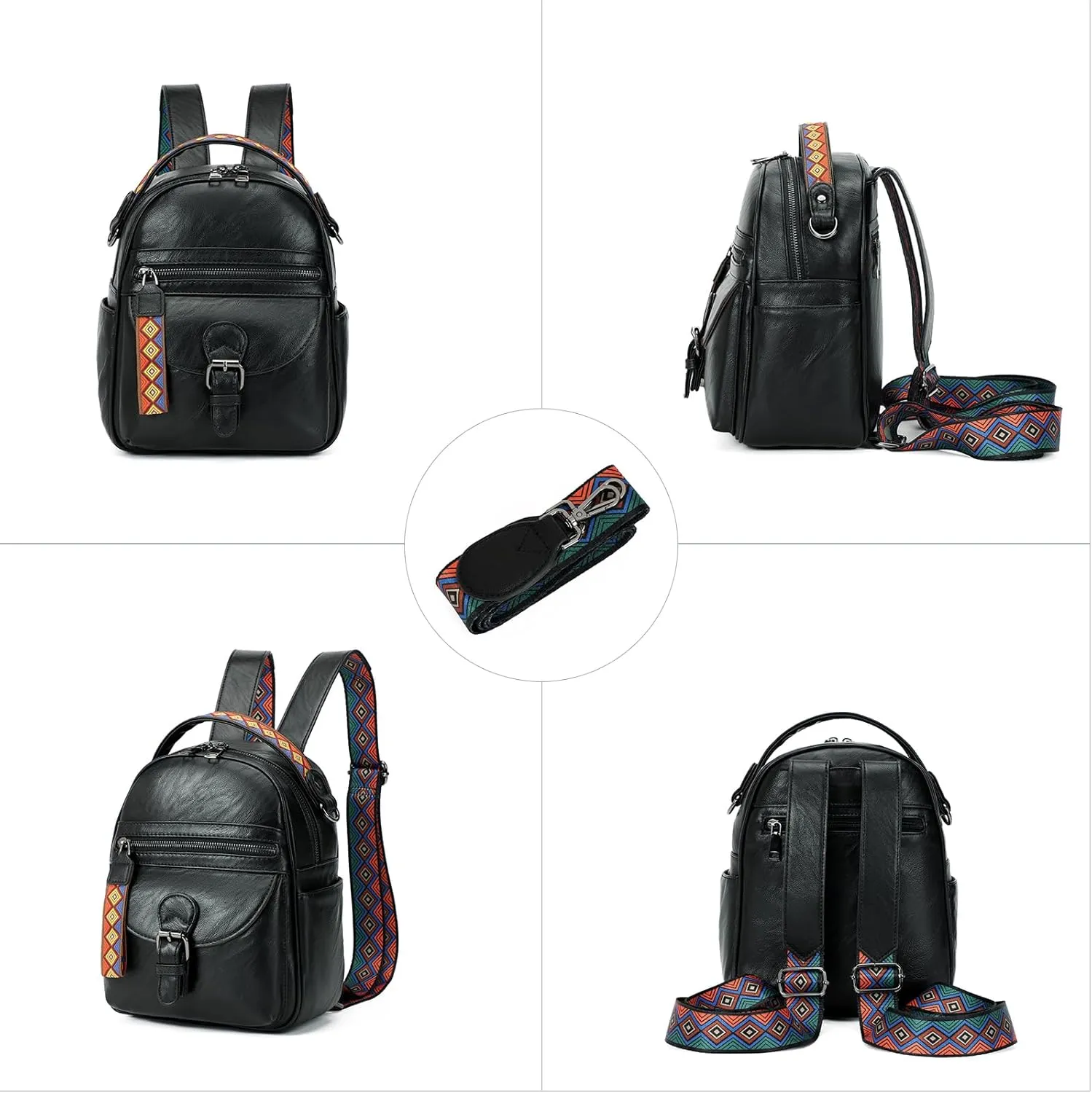 KL928 Small Daypack Backpack Purse for Women Fashion Shoulder Backpack Handbags ladies (Black)