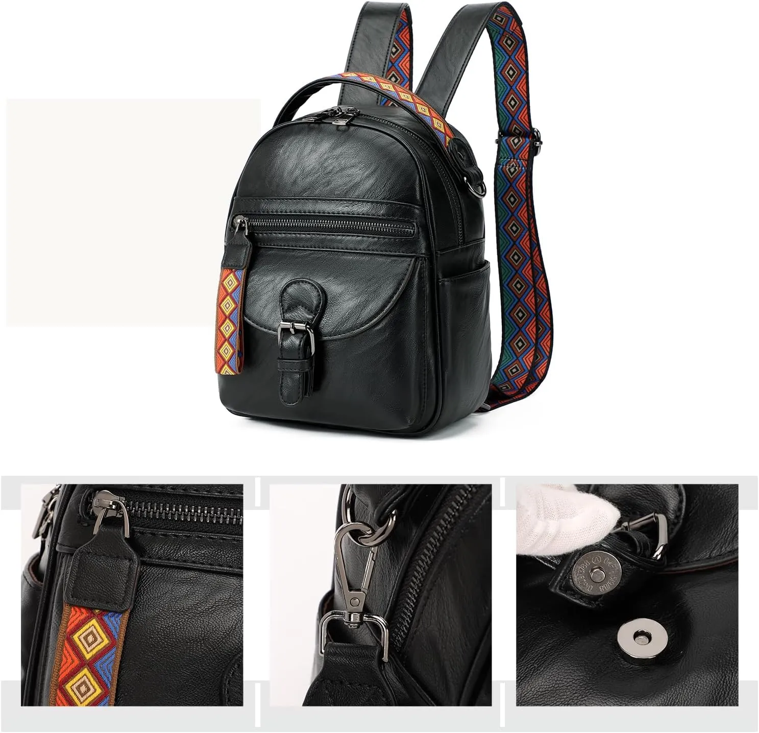 KL928 Small Daypack Backpack Purse for Women Fashion Shoulder Backpack Handbags ladies (Black)