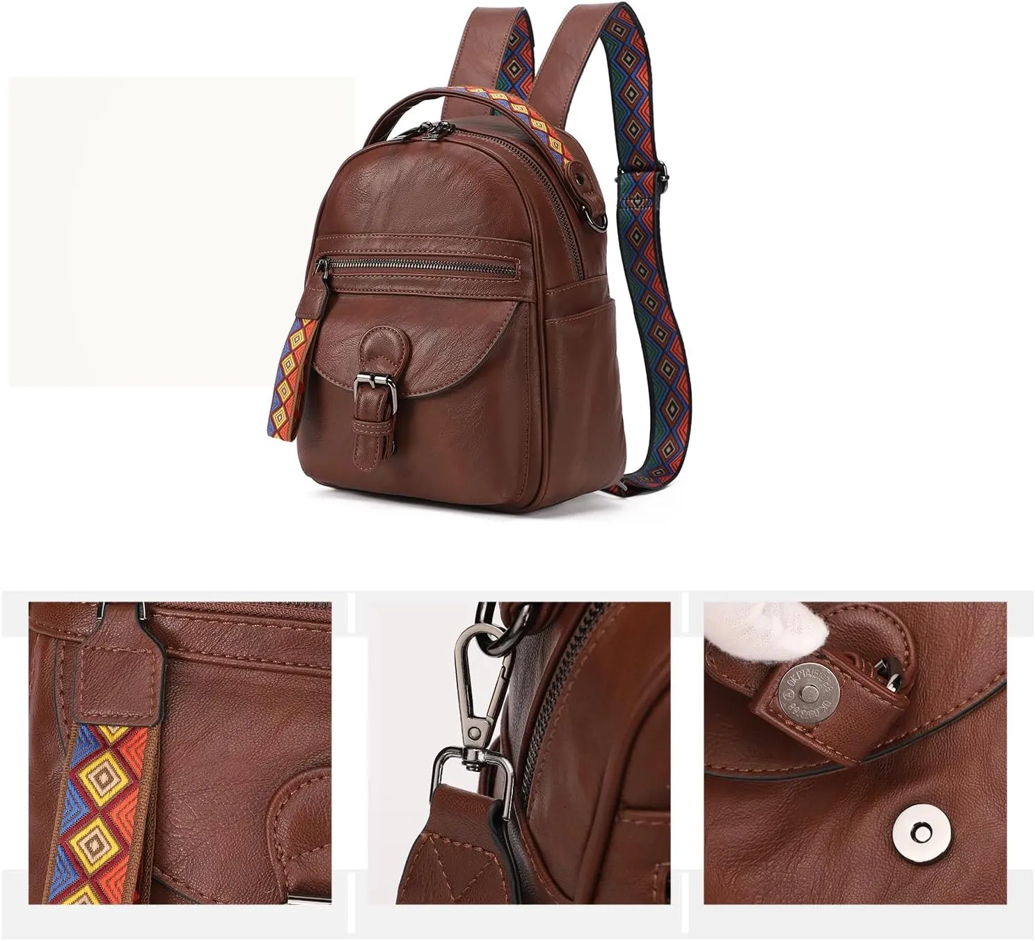 KL928 Small Daypack Backpack Purse for Women Fashion Shoulder Backpack Handbags ladies (Chestnut Brown)