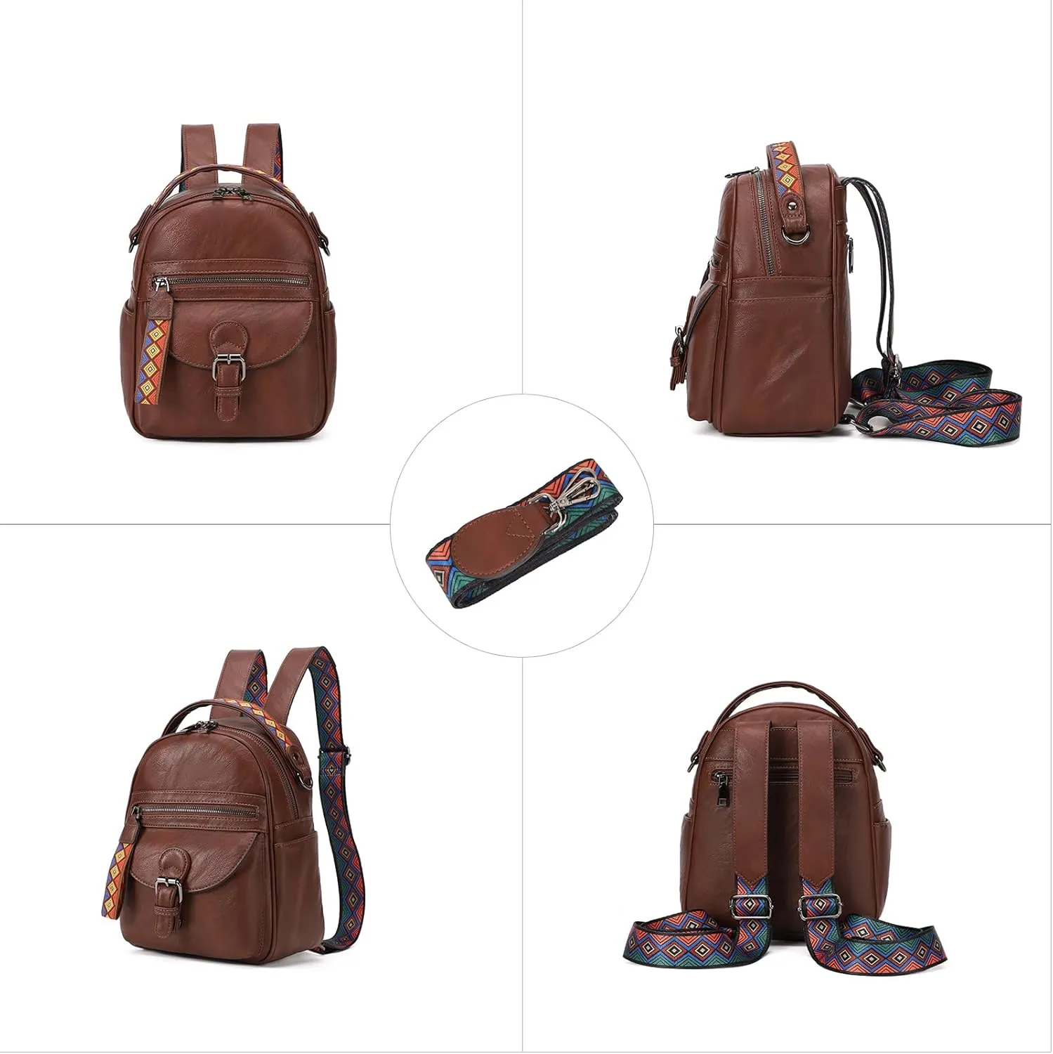 KL928 Small Daypack Backpack Purse for Women Fashion Shoulder Backpack Handbags ladies (Chestnut Brown)