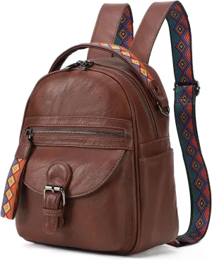 KL928 Small Daypack Backpack Purse for Women Fashion Shoulder Backpack Handbags ladies (Chestnut Brown)