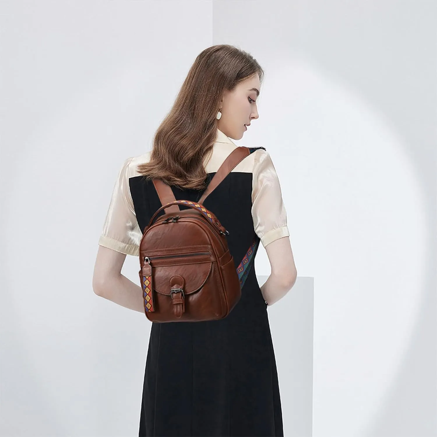 KL928 Small Daypack Backpack Purse for Women Fashion Shoulder Backpack Handbags ladies (Chestnut Brown)