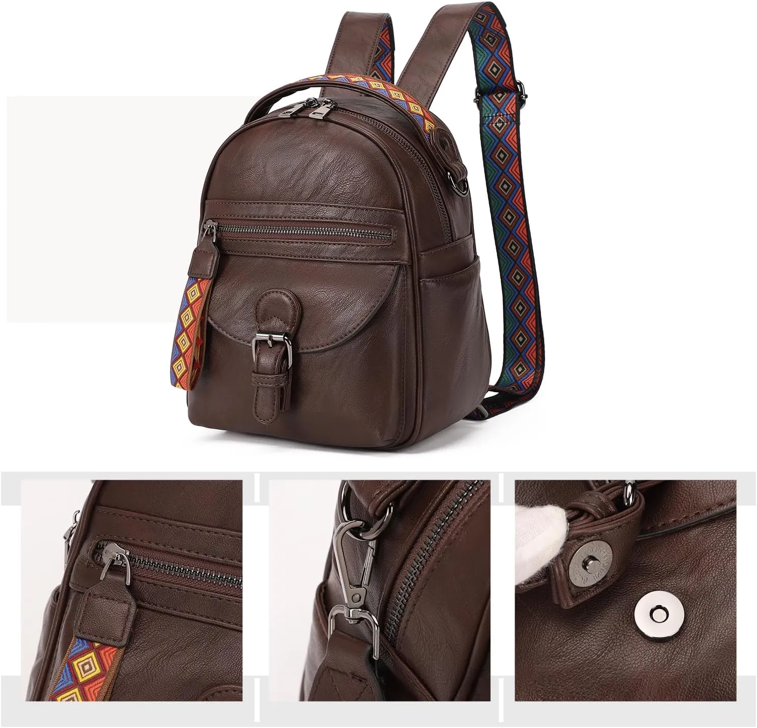 KL928 Small Daypack Backpack Purse for Women Fashion Shoulder Backpack Handbags ladies (Coffee)