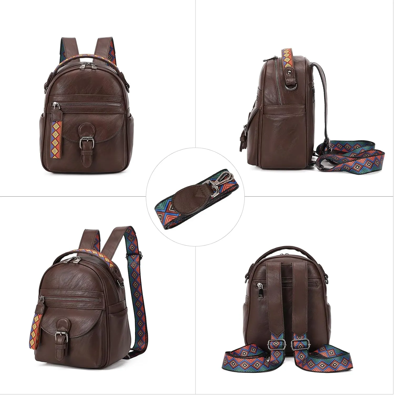 KL928 Small Daypack Backpack Purse for Women Fashion Shoulder Backpack Handbags ladies (Coffee)