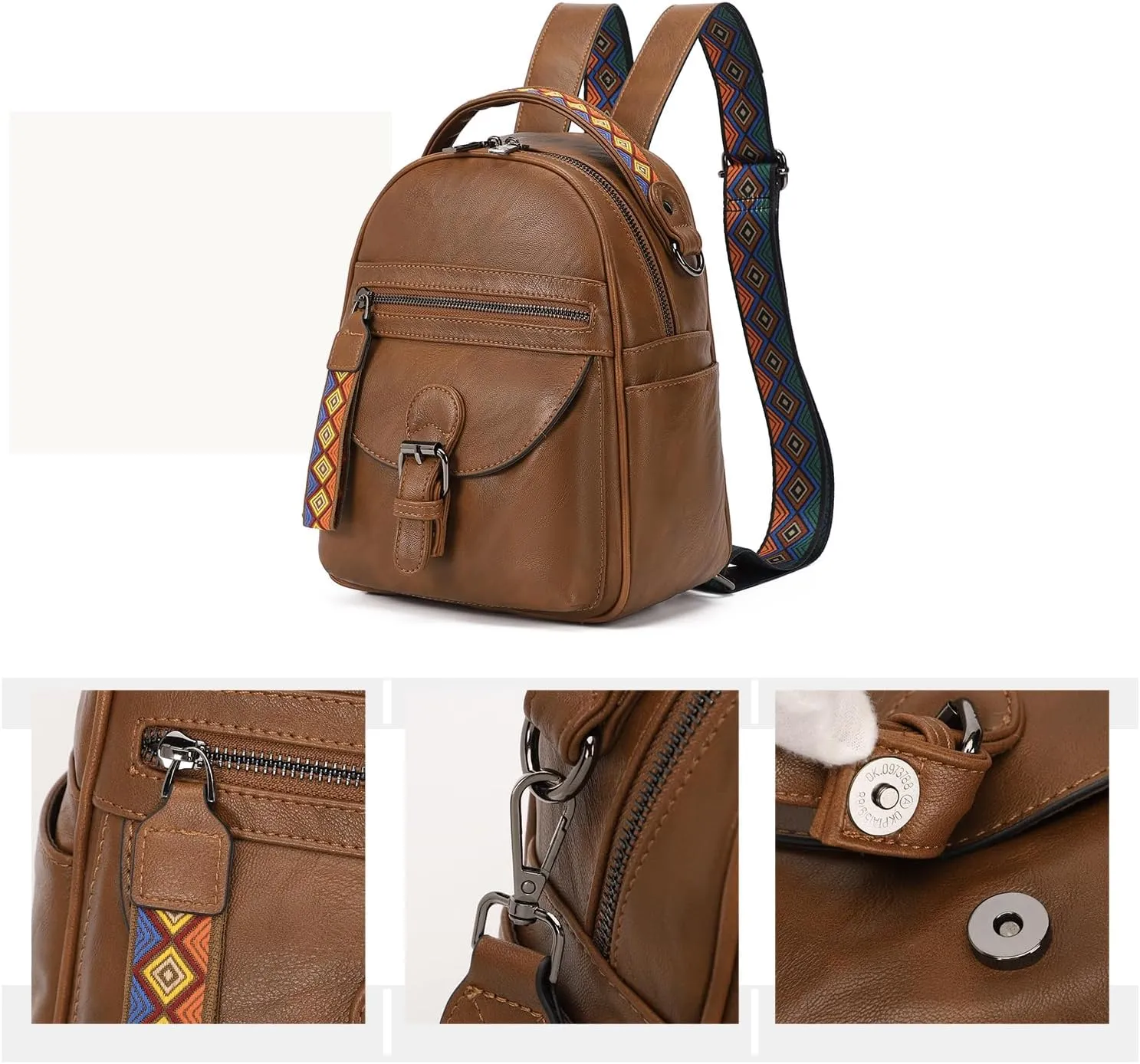 KL928 Small Daypack Backpack Purse for Women Fashion Shoulder Backpack Handbags ladies (Yellow Brown-2)