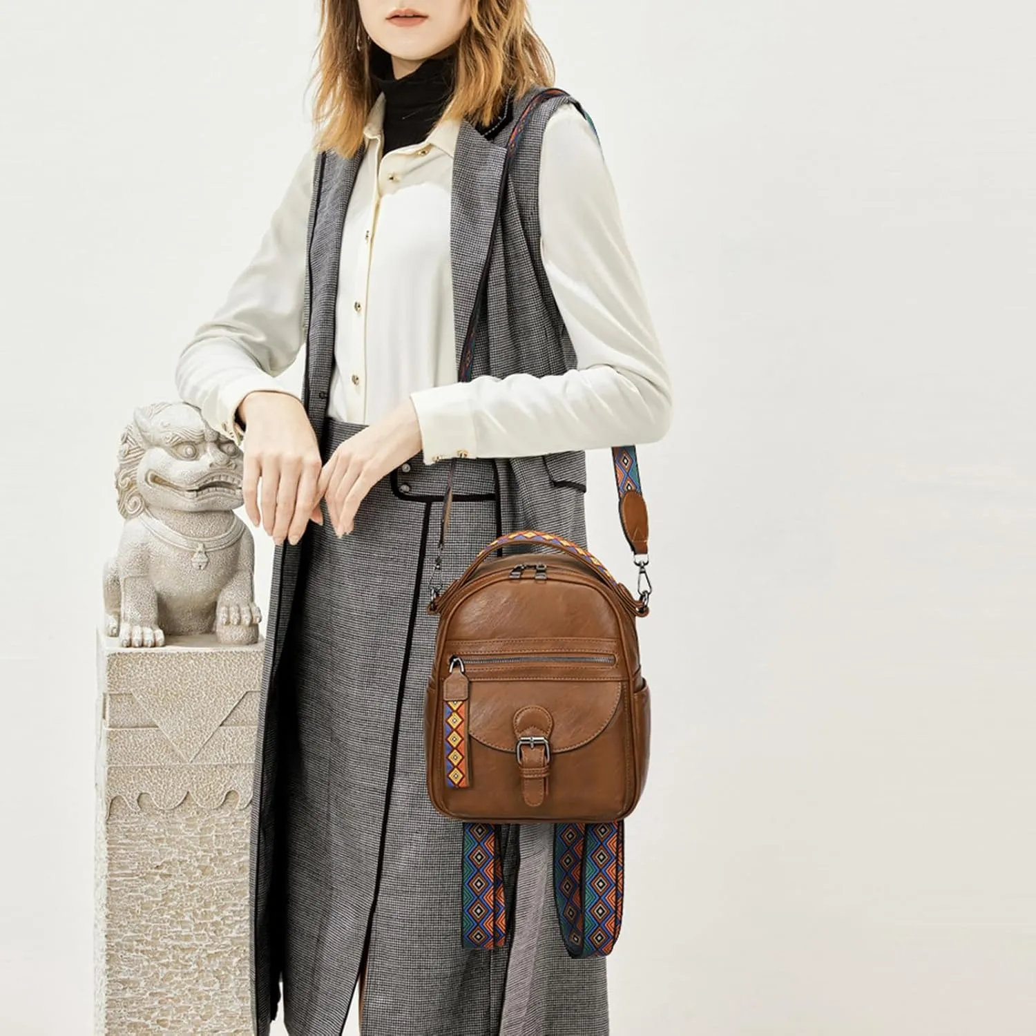 KL928 Small Daypack Backpack Purse for Women Fashion Shoulder Backpack Handbags ladies (Yellow Brown-2)