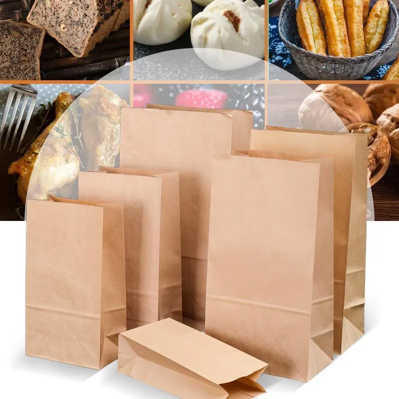 Kraft Paper Food Bags 500PCS 4Sizes Kraft