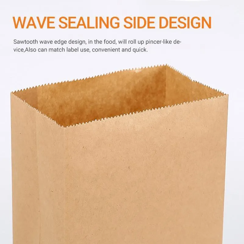 Kraft Paper Food Bags 500PCS 4Sizes Kraft