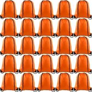 KUUQA 25Pcs Orange Drawstring Bags - String Backpacks for Gym, Sport, Traveling
