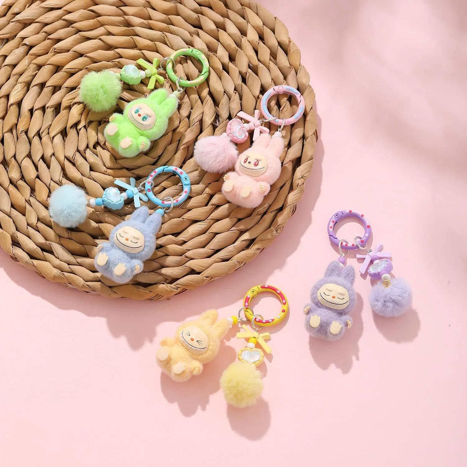 Labubus Keychain Cute Monster Doll Bag Charm Plush Doll Accessories for Collectors Women Keychains.