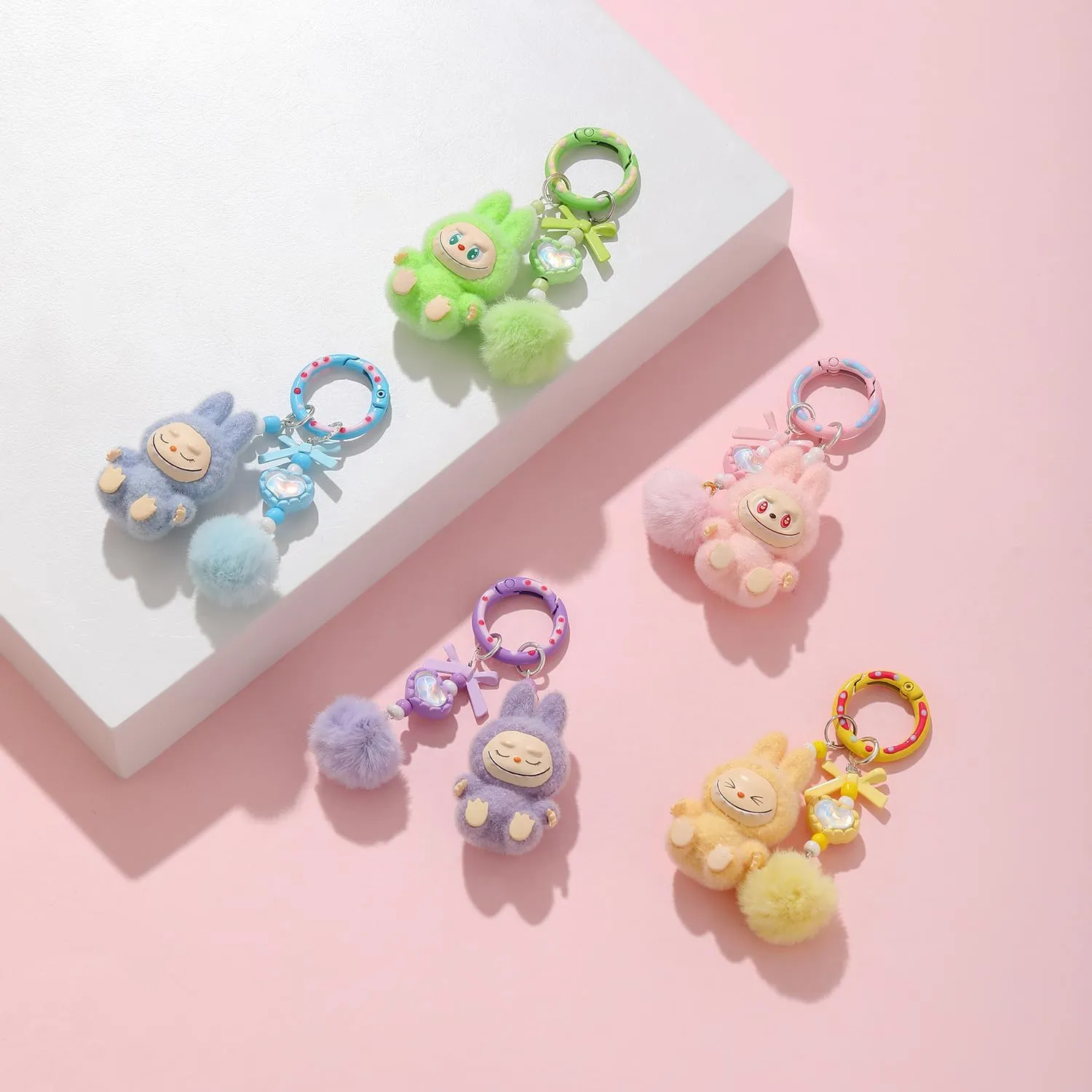 Labubus Keychain Cute Monster Doll Bag Charm Plush Doll Accessories for Collectors Women Keychains.