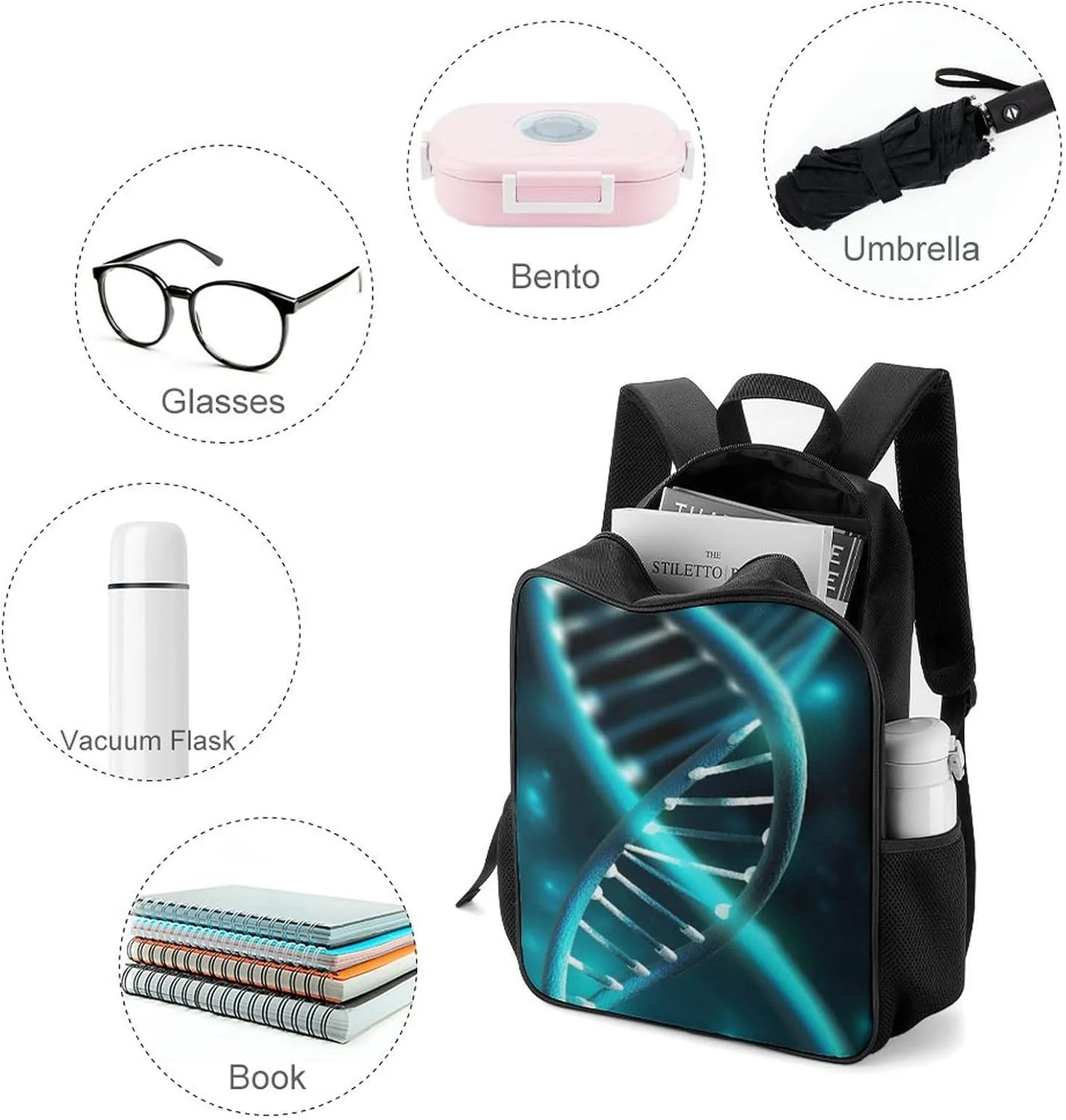 Laptop Backpack for Travel Daypack Science Gene Strand Computer Bag Work Back Pack Laptop Bag Casual Nurse Bag