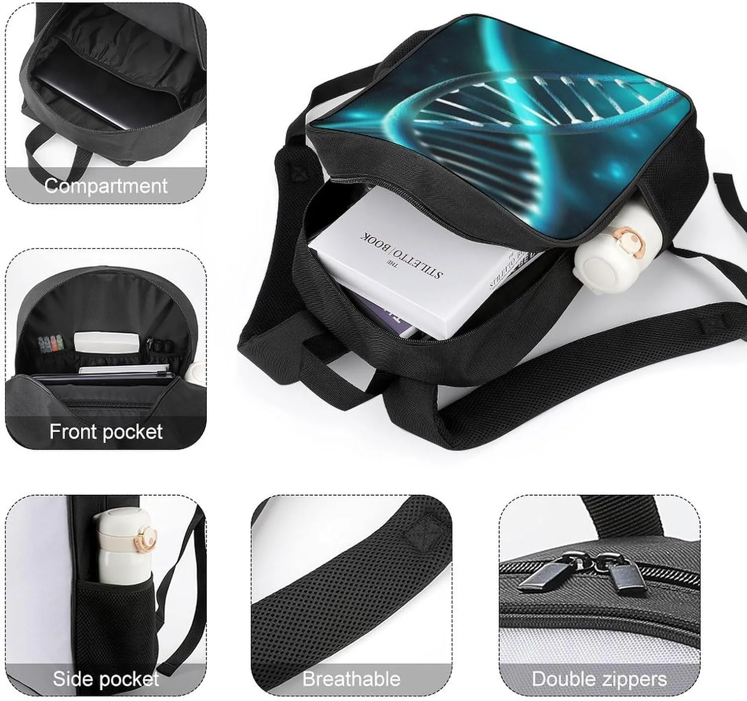 Laptop Backpack for Travel Daypack Science Gene Strand Computer Bag Work Back Pack Laptop Bag Casual Nurse Bag