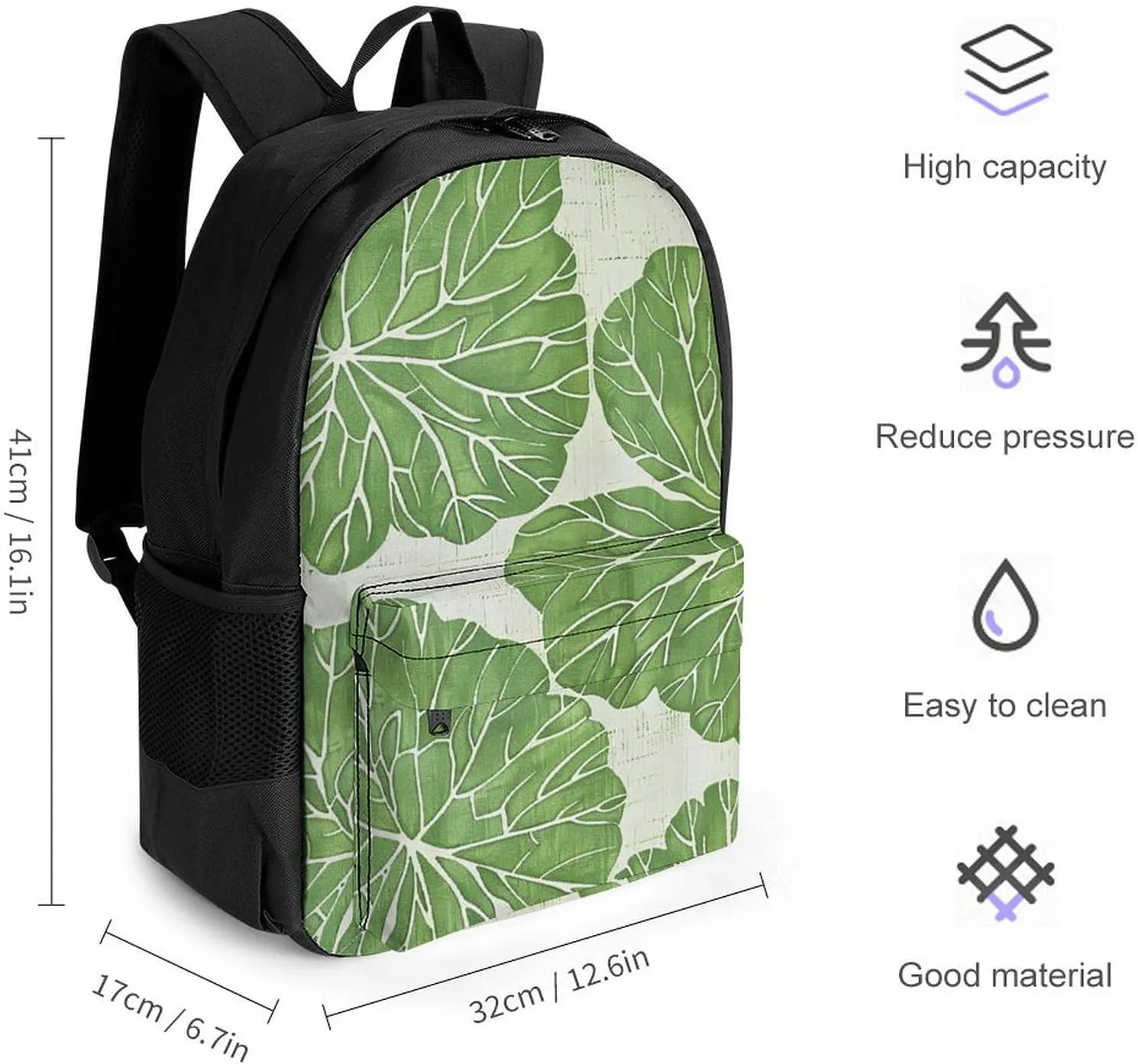 Laptop Backpack for Women Men Daypack Big Leaf Pattern Backpacks Computer Bag Travel Laptop Bag Casual Work Bag