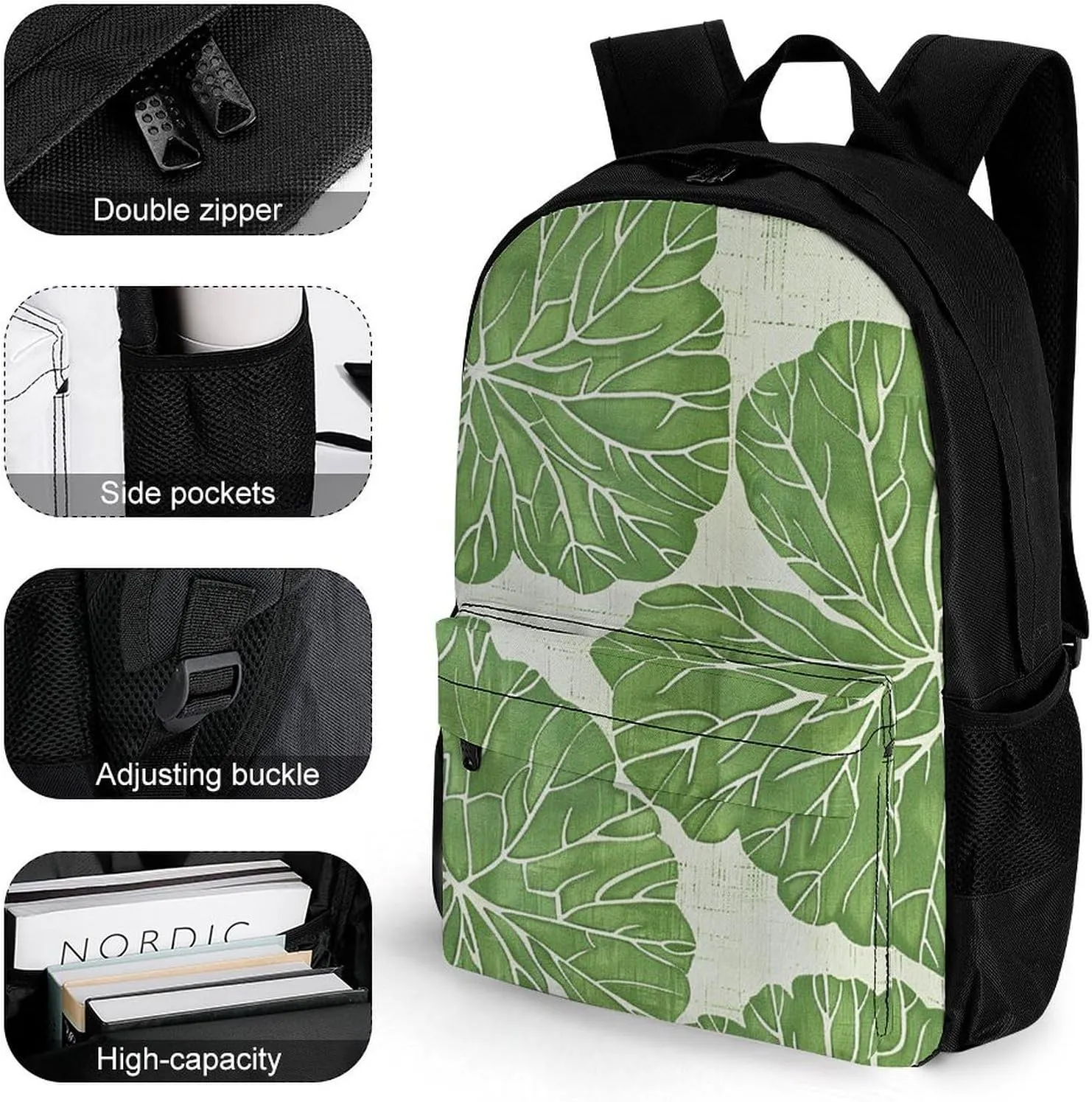 Laptop Backpack for Women Men Daypack Big Leaf Pattern Backpacks Computer Bag Travel Laptop Bag Casual Work Bag