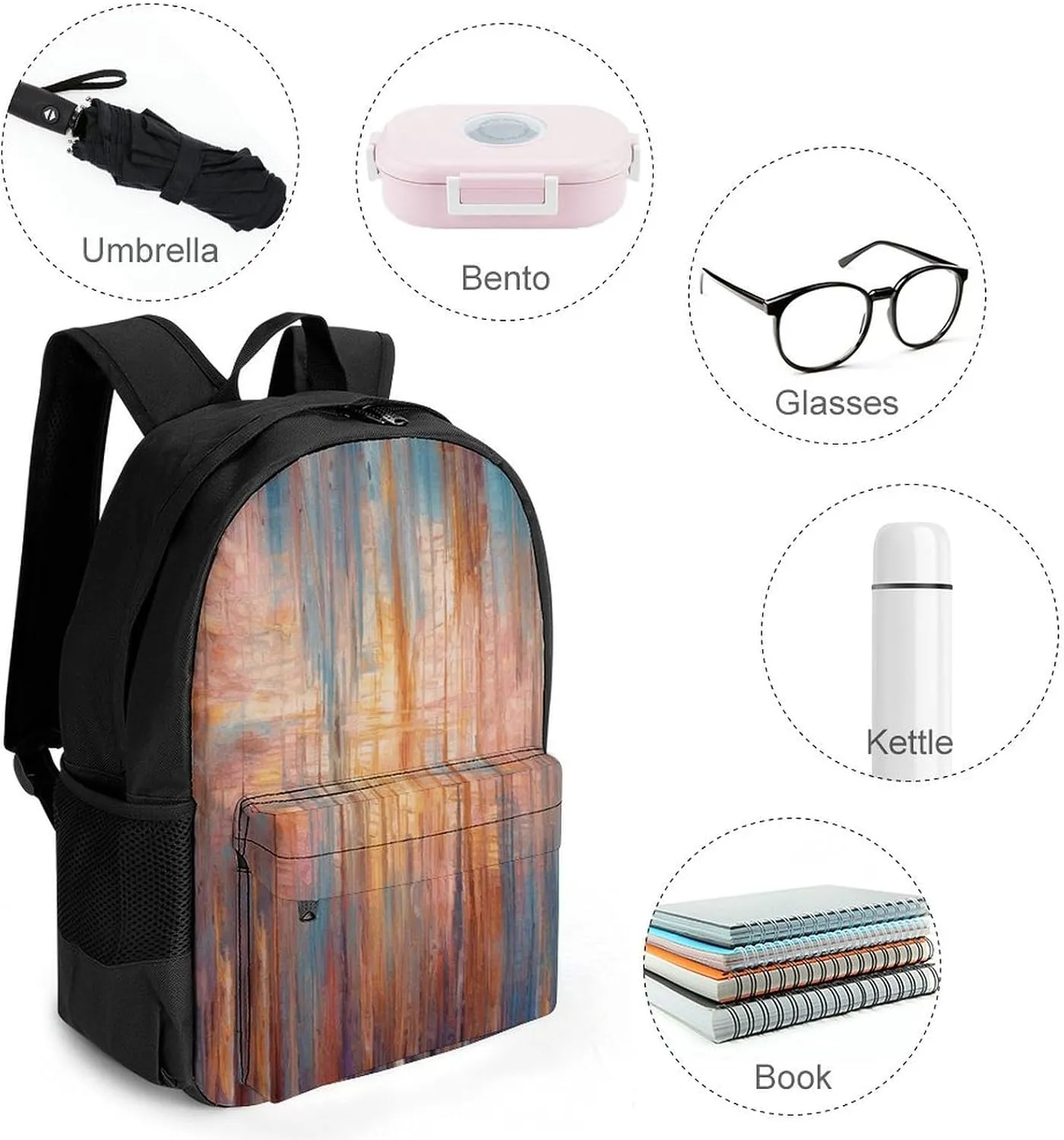 Laptop Backpack for Women Men Daypack Drawing Line Pattern Backpacks Computer Bag Travel Laptop Bag Casual Work Bag