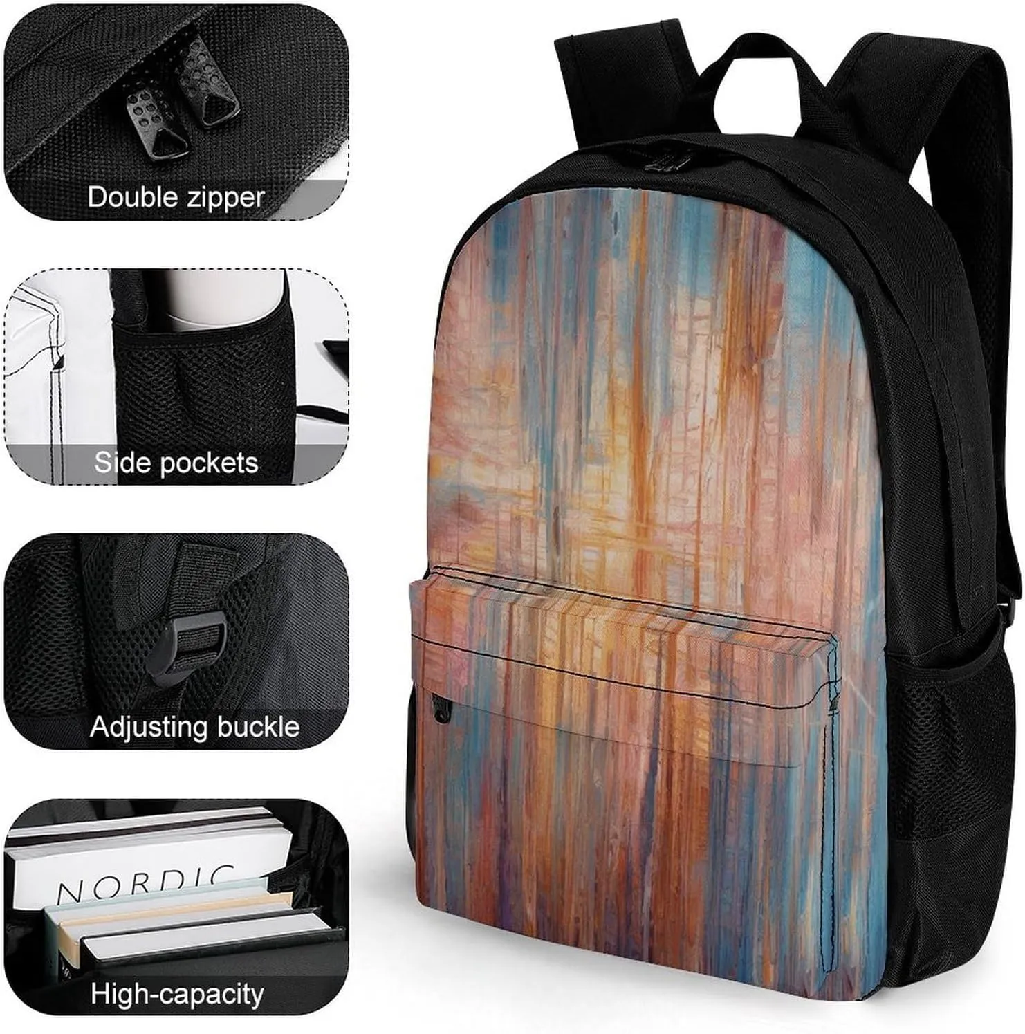 Laptop Backpack for Women Men Daypack Drawing Line Pattern Backpacks Computer Bag Travel Laptop Bag Casual Work Bag