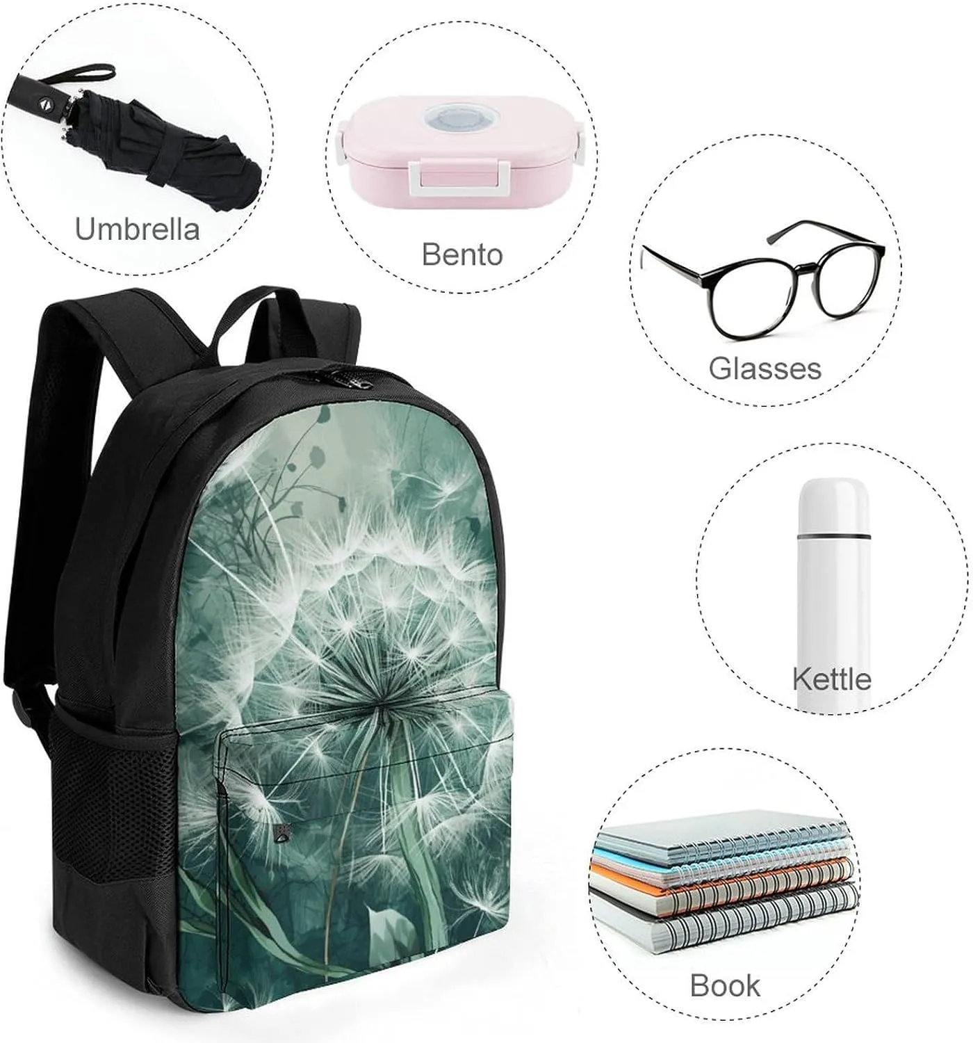 Laptop Backpack for Women Men Daypack Flower Blowing in The Wind Backpacks Computer Bag Travel Laptop Bag Casual Work Bag