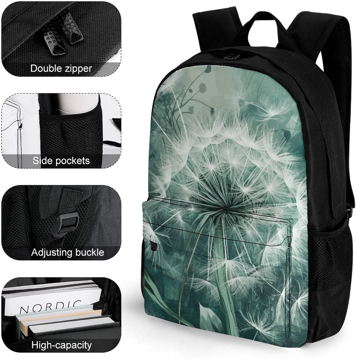 Laptop Backpack for Women Men Daypack Flower Blowing in The Wind Backpacks Computer Bag Travel Laptop Bag Casual Work Bag