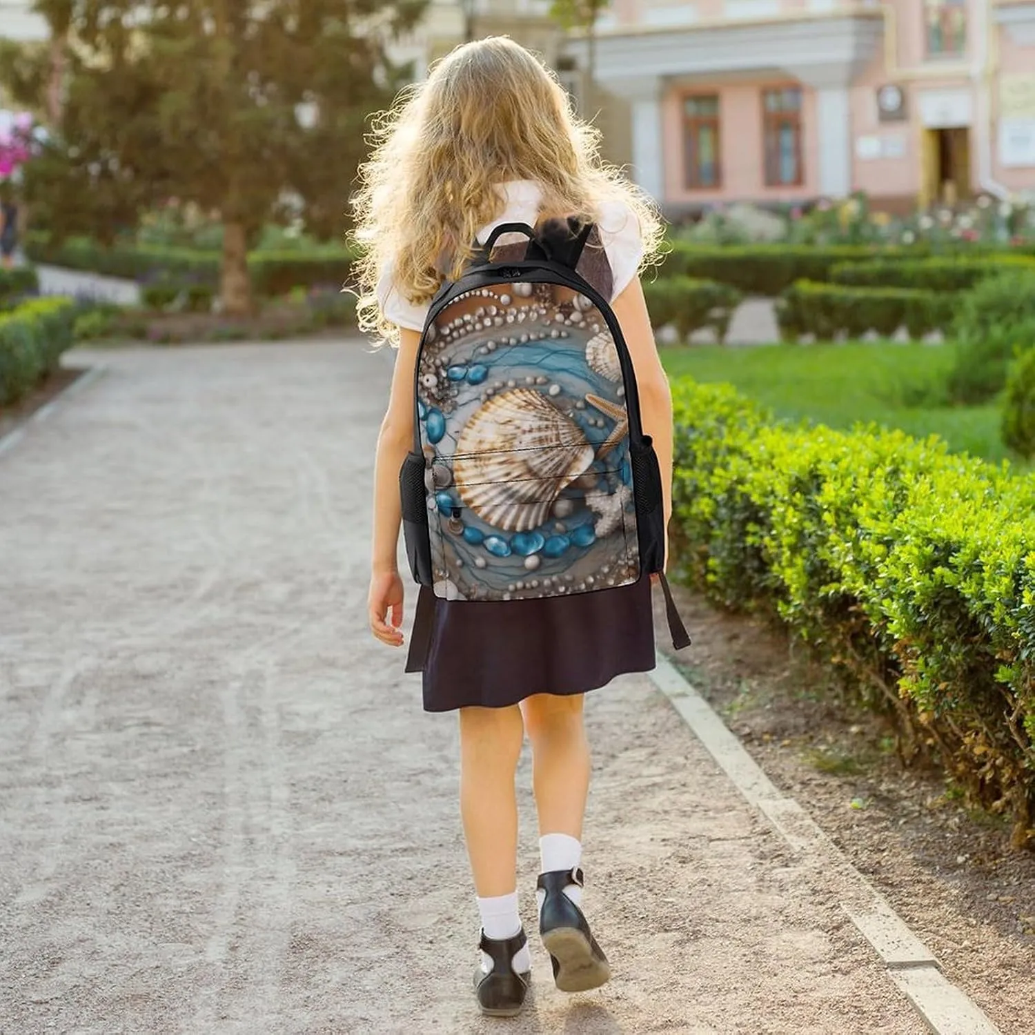 Laptop Backpack for Women Men Daypack Ocean Shell Art Backpacks Computer Bag Travel Laptop Bag Casual Work Bag