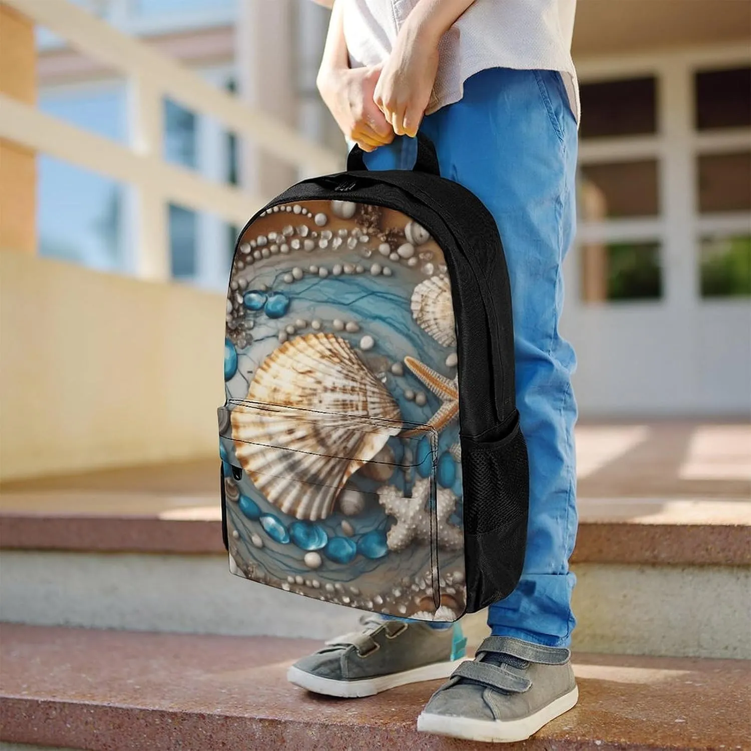 Laptop Backpack for Women Men Daypack Ocean Shell Art Backpacks Computer Bag Travel Laptop Bag Casual Work Bag