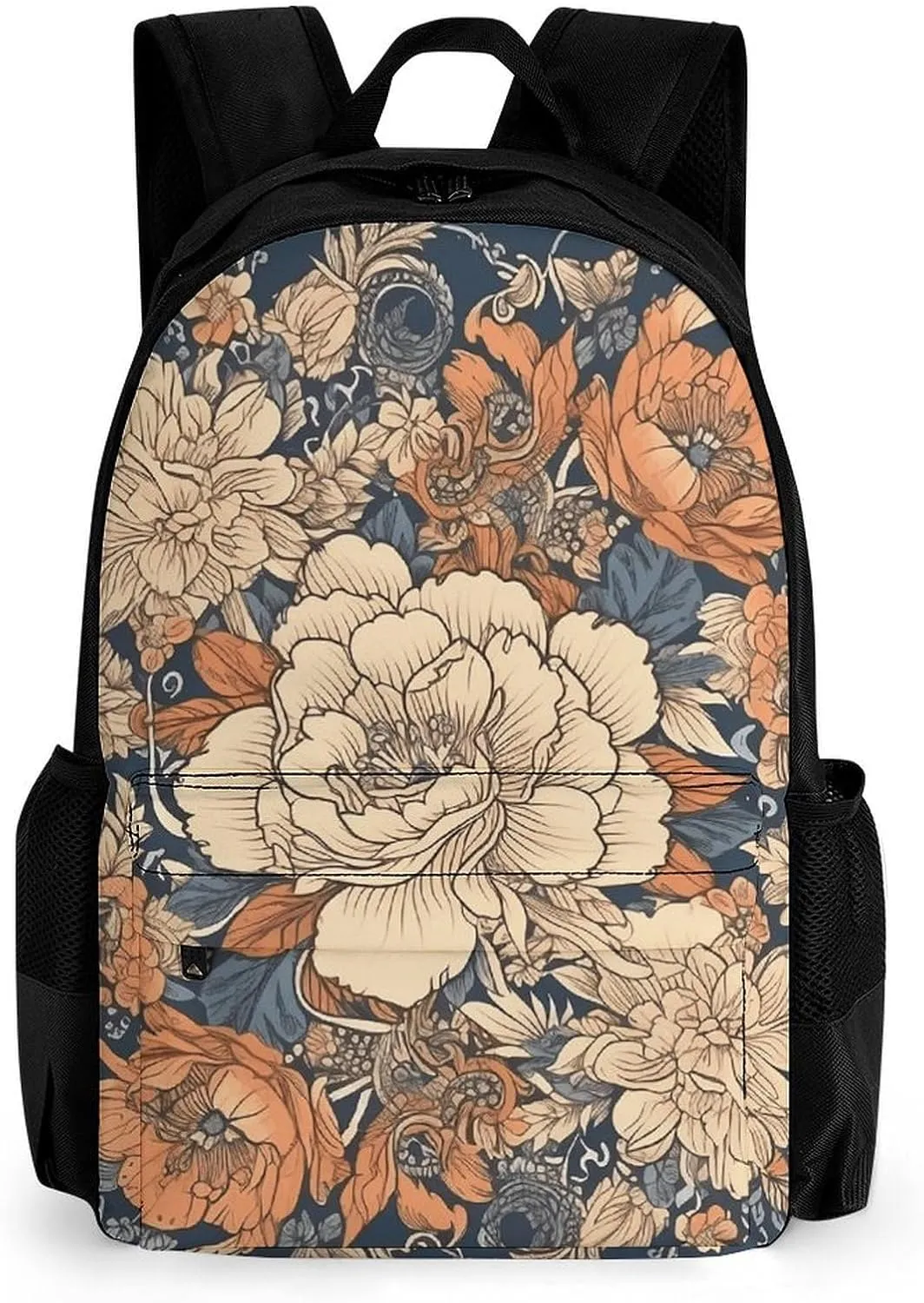 Laptop Backpack for Women Men Daypack Round Ornamental Flowers Backpacks Computer Bag Travel Laptop Bag Casual Work Bag