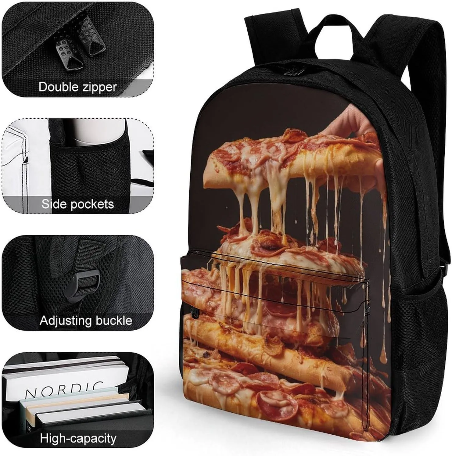 Laptop Backpack for Women Men Daypack Some Pizza Backpacks Computer Bag Travel Laptop Bag Casual Work Bag