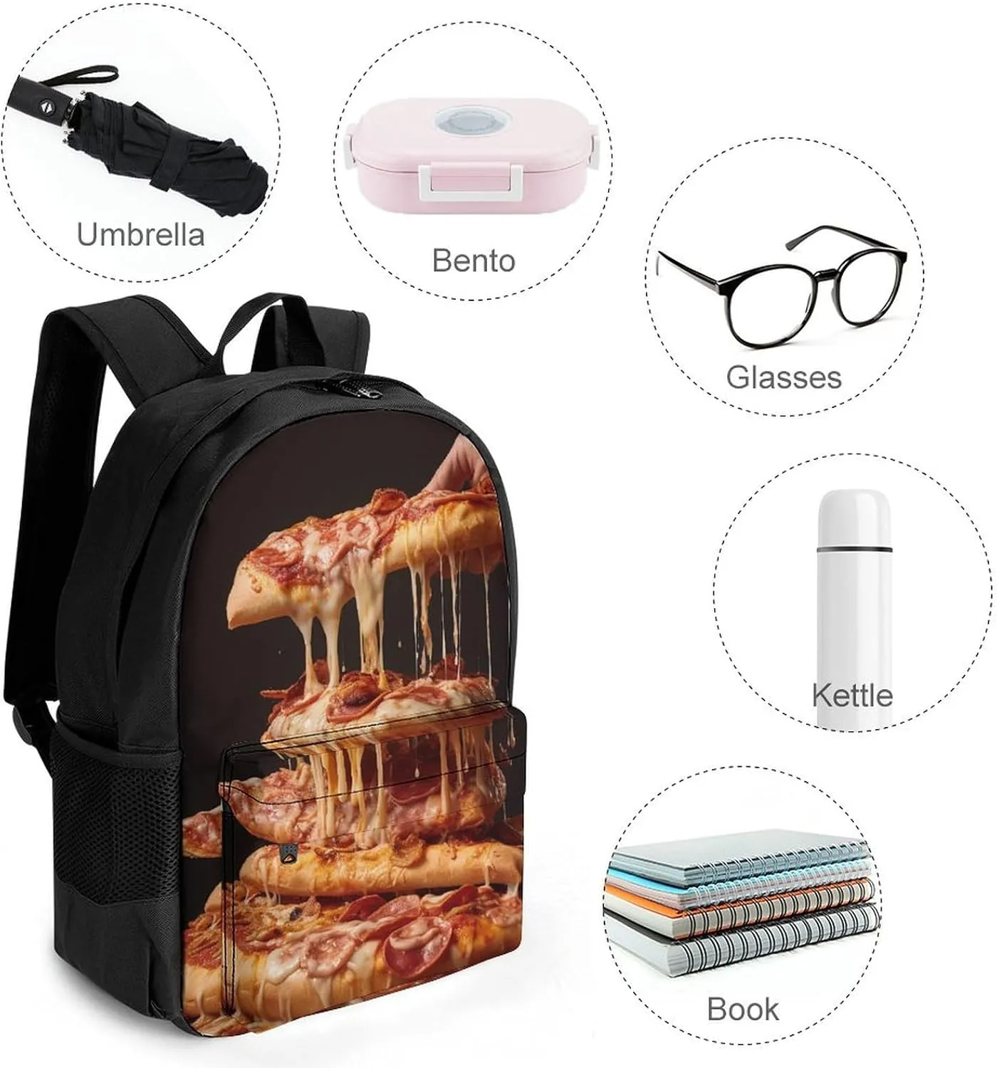 Laptop Backpack for Women Men Daypack Some Pizza Backpacks Computer Bag Travel Laptop Bag Casual Work Bag