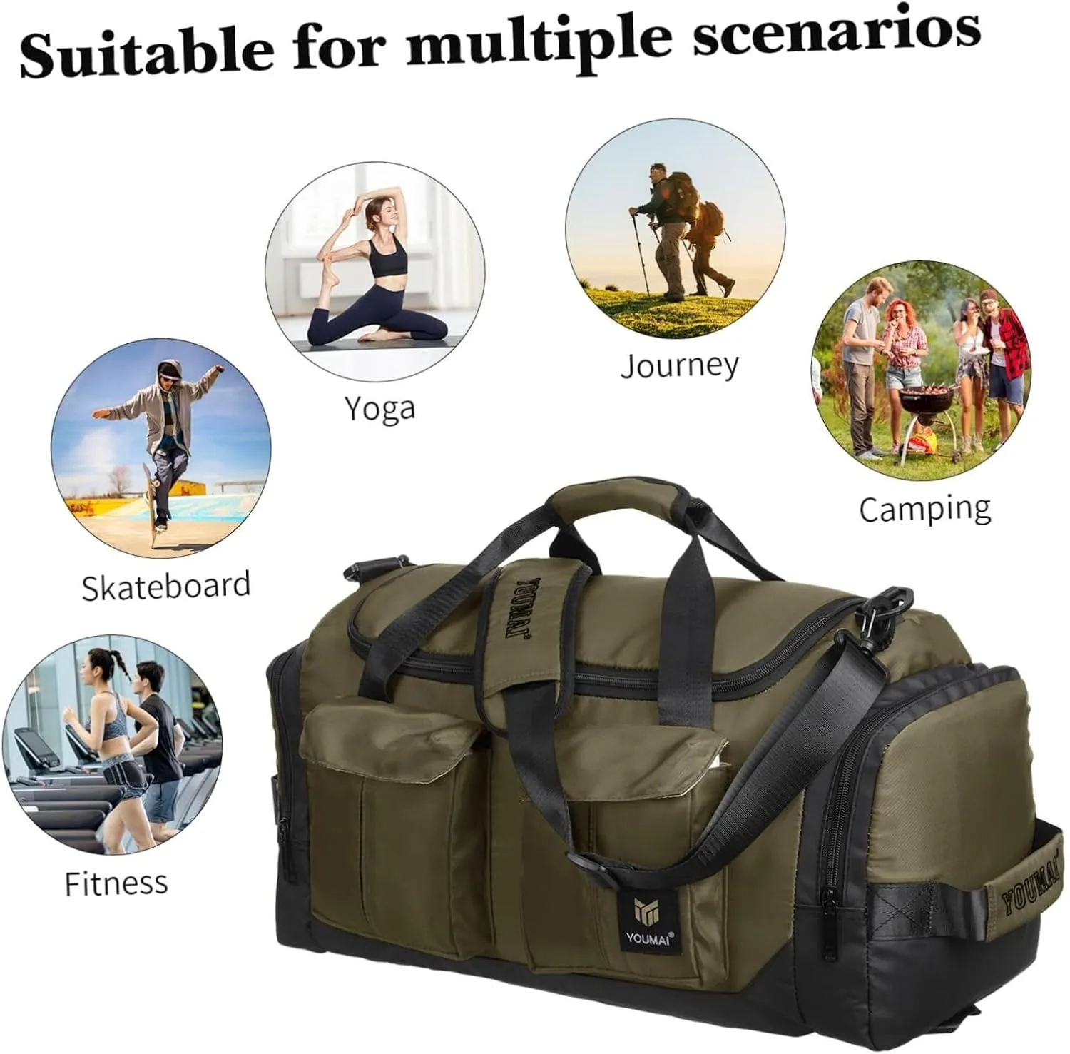 Large Capacity Fitness Tote Carry Bags for Airplanes Overnight Dry Wet Separation Gym Travel Duffel Weekend Bag