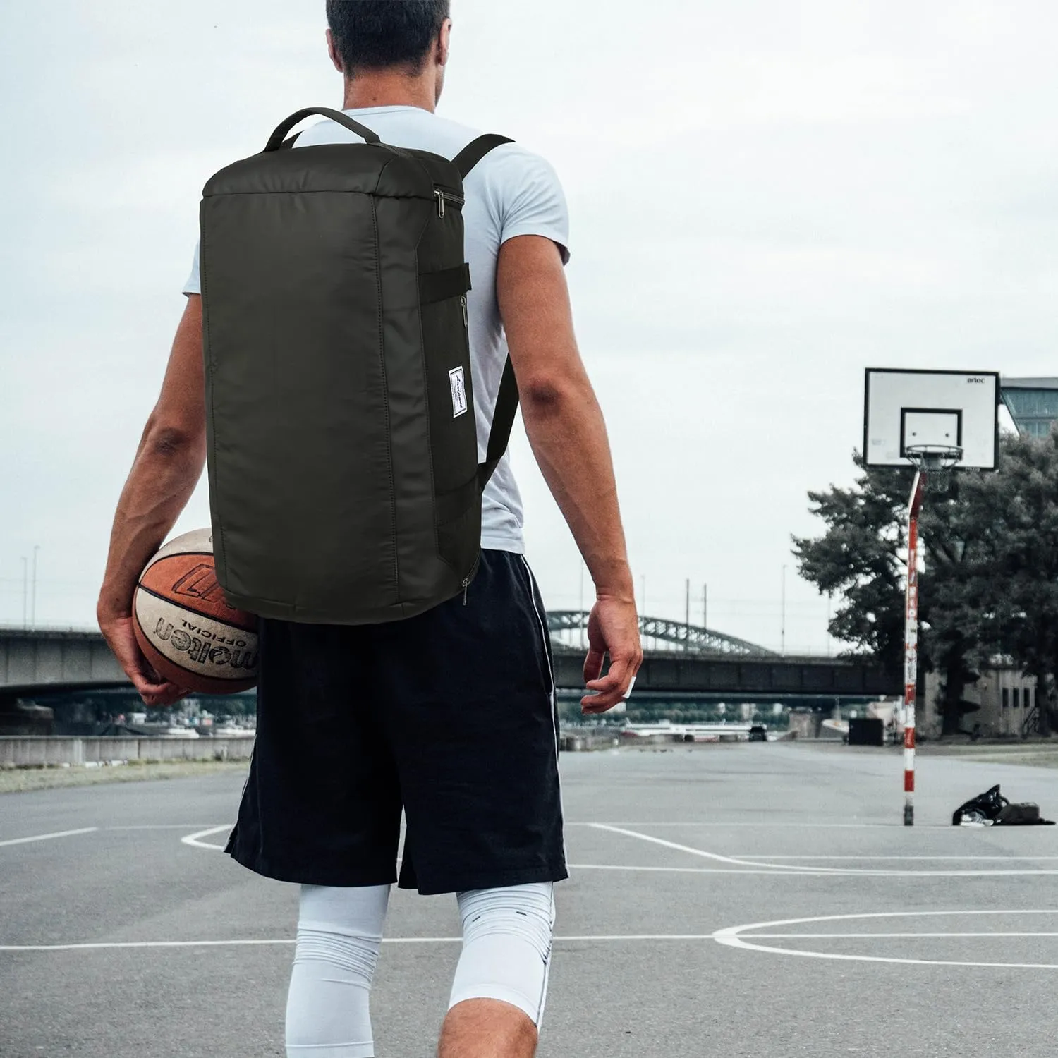 Laripwit Gym Bag Backpack for Men 40L Medium Sports Basketball Duffle Bag with Shoes Compartment & Wet Pocket, Travel Duffel Bag Backpacks for Weekender traveling, Womens Overnight Bag, Black