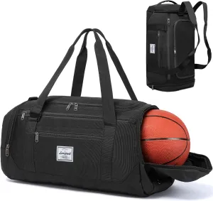 Laripwit Gym Bag Backpack for Men 40L Medium Sports Basketball Duffle Bag with Shoes Compartment & Wet Pocket, Travel Duffel Bag Backpacks for Weekender traveling, Womens Overnight Bag, Black