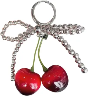 Leather Cherry Charm Accessory Cherry Pendant Keyring Adornment Fashionable Pendant For Bags Keys Wallet Backpacks