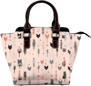 Leather Shoulder Bag for Women, Arrows Studded Purse Colorful Pattern Crossbody Handbags Punk Hobo Bag with Adjustable Strap