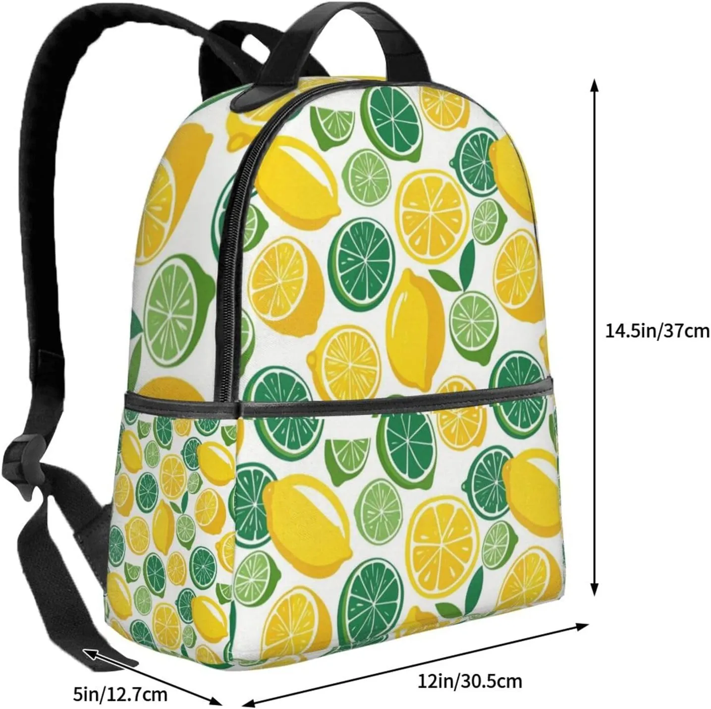 Lemon and Lime Refreshing Adult Backpacks 14 Inch Laptop Backpack Double Shoulder Bag for Work Travel Gifts