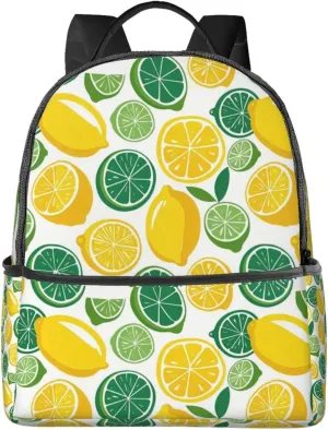 Lemon and Lime Refreshing Adult Backpacks 14 Inch Laptop Backpack Double Shoulder Bag for Work Travel Gifts
