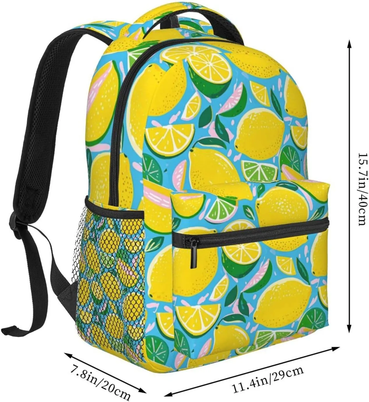Lemon and Lime Refreshing Adult Backpacks 15 Inch Laptop Backpack Double Shoulder Bag for Work Travel Gifts