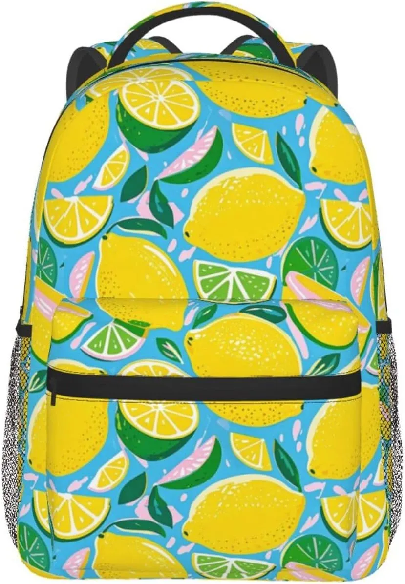 Lemon and Lime Refreshing Adult Backpacks 15 Inch Laptop Backpack Double Shoulder Bag for Work Travel Gifts