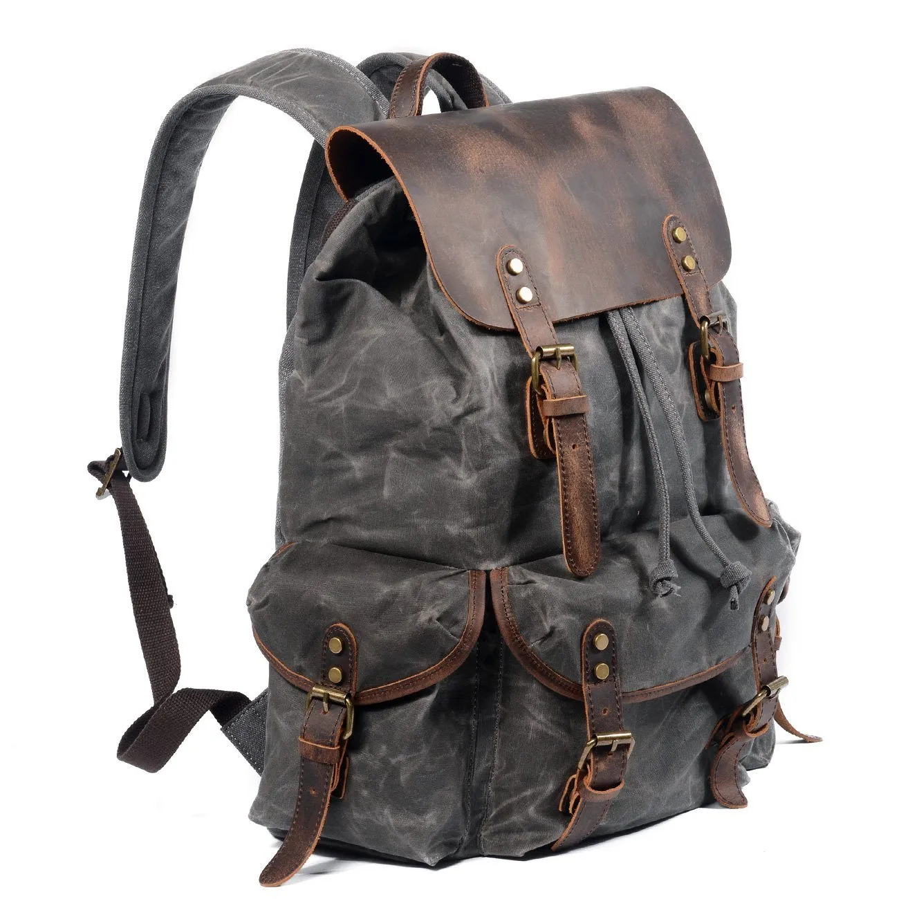 Lennox - Stylish leather canvas backpack
