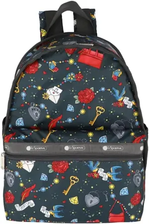 LeSportsac Keepsake Memory Basic Backpack/Rucksack, Style 7812/Color E465, Whimsical Colorful Design: Handbags, Hearts, Flowers & Jewels, Celebrate 1974 Iconic Debut