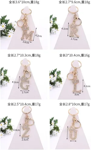 letter Keychain,Decorative Keychain,name keychain Initial gold 26 Letters A-Z Pendant Handbag Bag Decoration